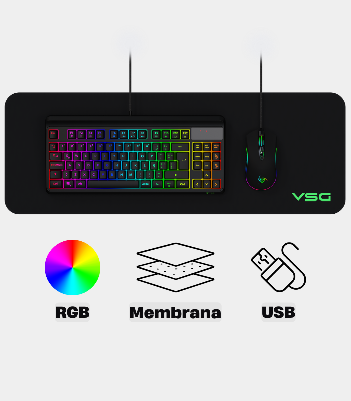 Kit 3 en 1 VSG Pyxis Teclado + Mouse + Pad Mouse XL
