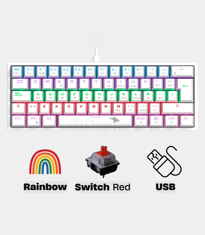Teclado Mecánico Vifrozt Berserker Blanco Rainbow