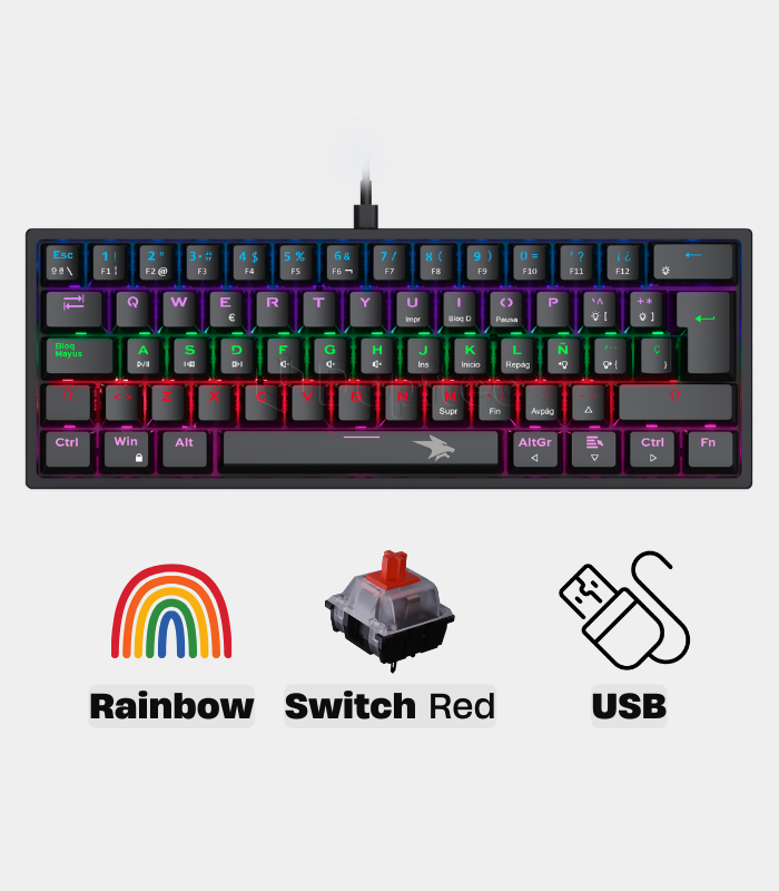 Teclado Mecánico Vifrozt Berserker Negro Rainbow