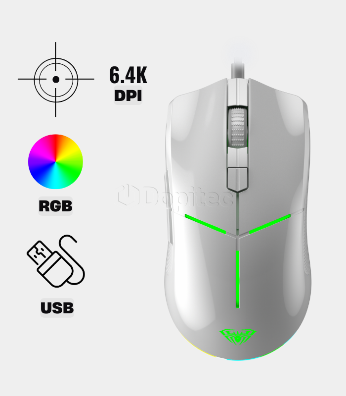 Mouse Aula F820 6,400 DPI RGB Blanco