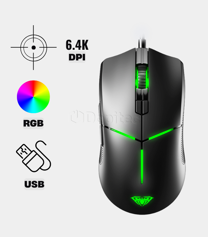 Mouse Aula F820 6,400 DPI RGB Negro