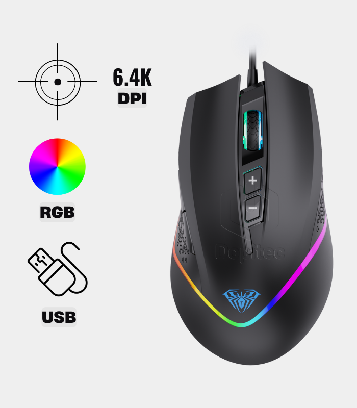 Mouse Aula F805 6,400 DPI RGB Negro