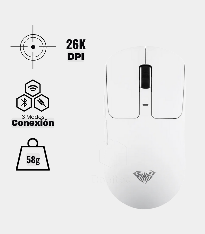 Mouse Inalámbrico Aula SC680 26,000 DPI Bluetooth Blanco
