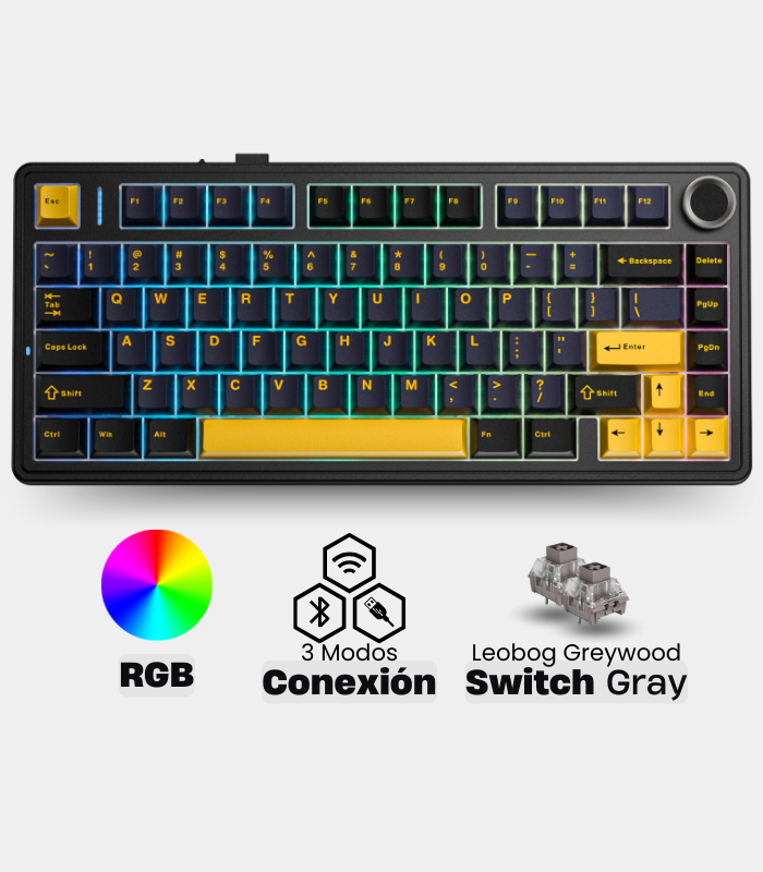 Teclado Mecanico Aula F75 RGB Negro - Amarillo