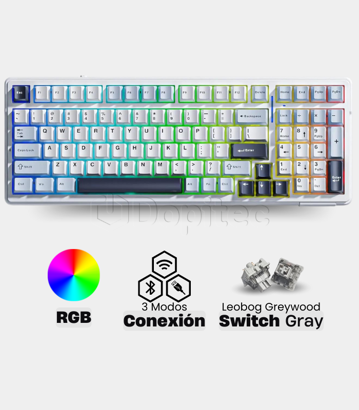 Teclado Mecánico Aula F99 RGB Blanco - Azul - Purple Oscuro
