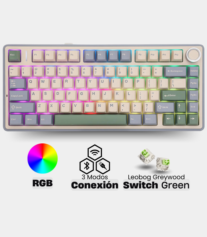 Teclado Mecanico Aula F75 RGB Beige swgreen - Verde - Azul