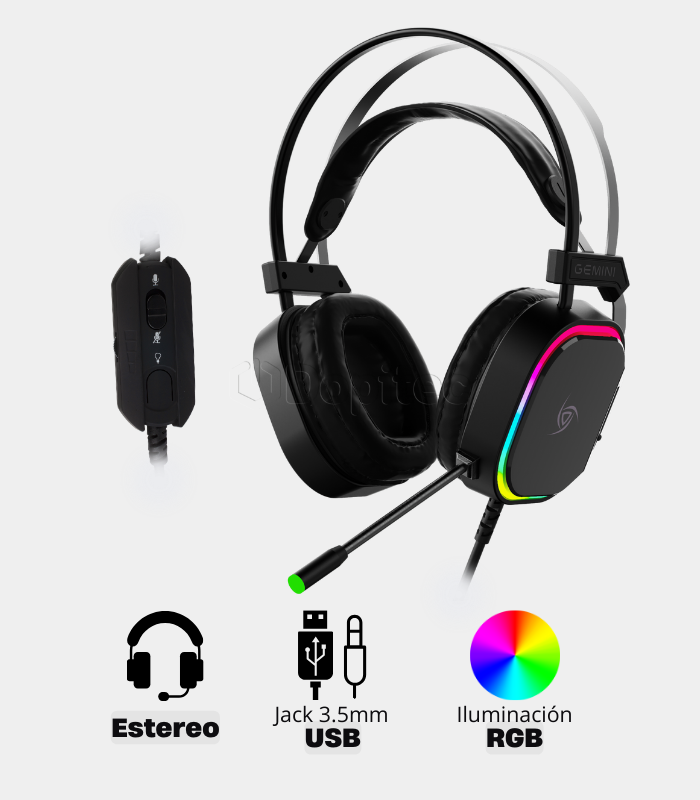 Audifono VSG Gemini RGB Negro