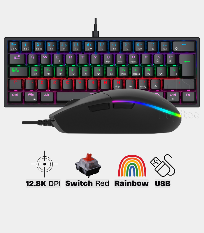 Combo Vifrozt Teclado Berserker + Mouse Viking 12,800 DPI Negro
