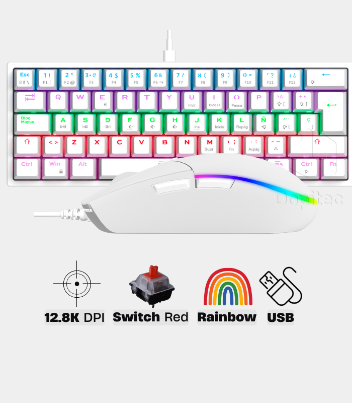 Combo Vifrozt Teclado Berserker + Mouse Viking 12,800 DPI Blanco