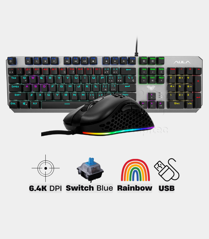 Combo Teclado Mecánico F2066 + Mouse F810 6,400 DPI