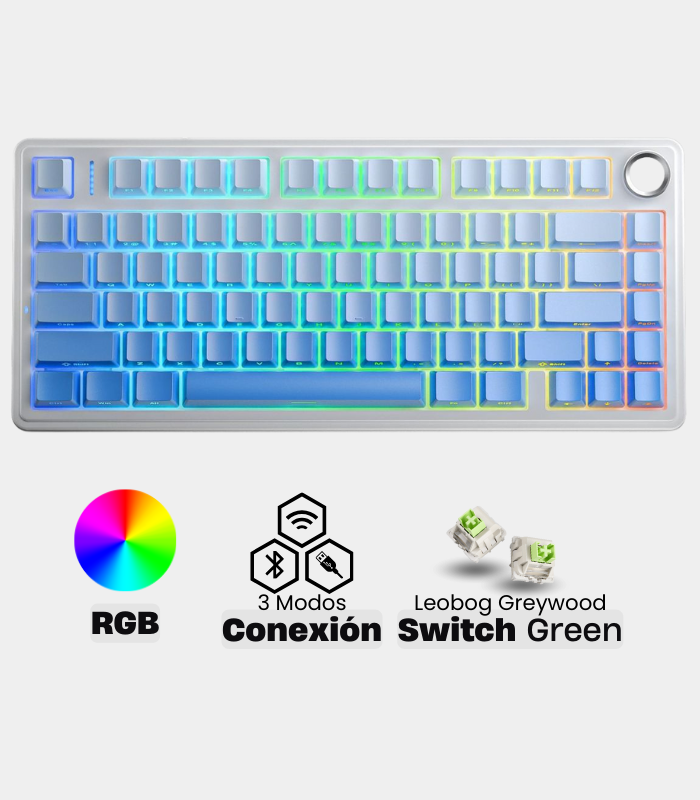 Teclado Mecánico Aula F75 RGB Azul Degradado