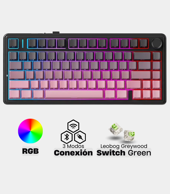 Teclado Mecánico Aula F75 Negro/Rosado Degradado 