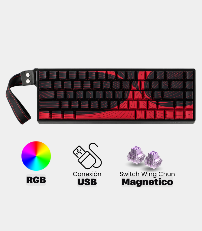 Teclado Magnético Aula Win68he Max Negro/Rojo