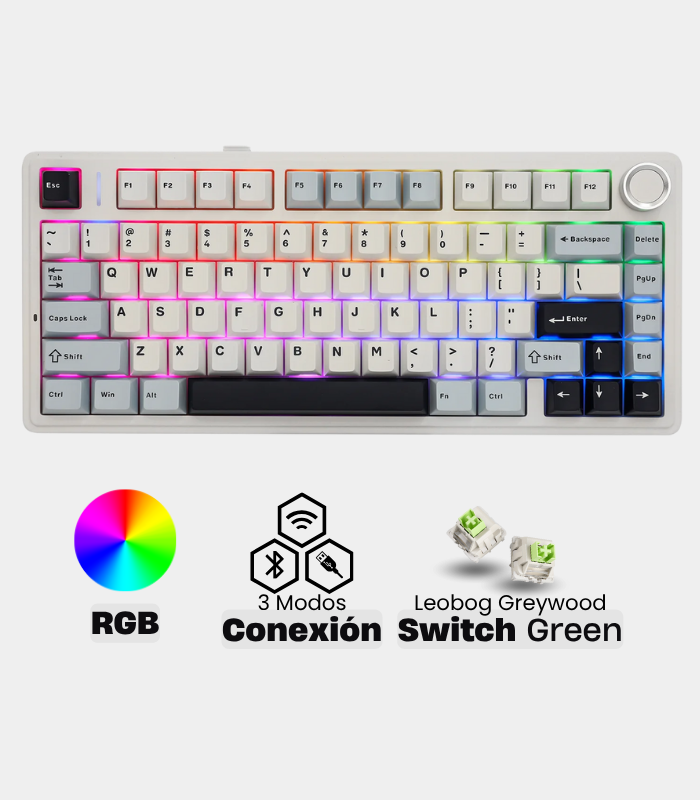 Teclado Mecánico Aula F75 RGB White/Blue/Light Blue