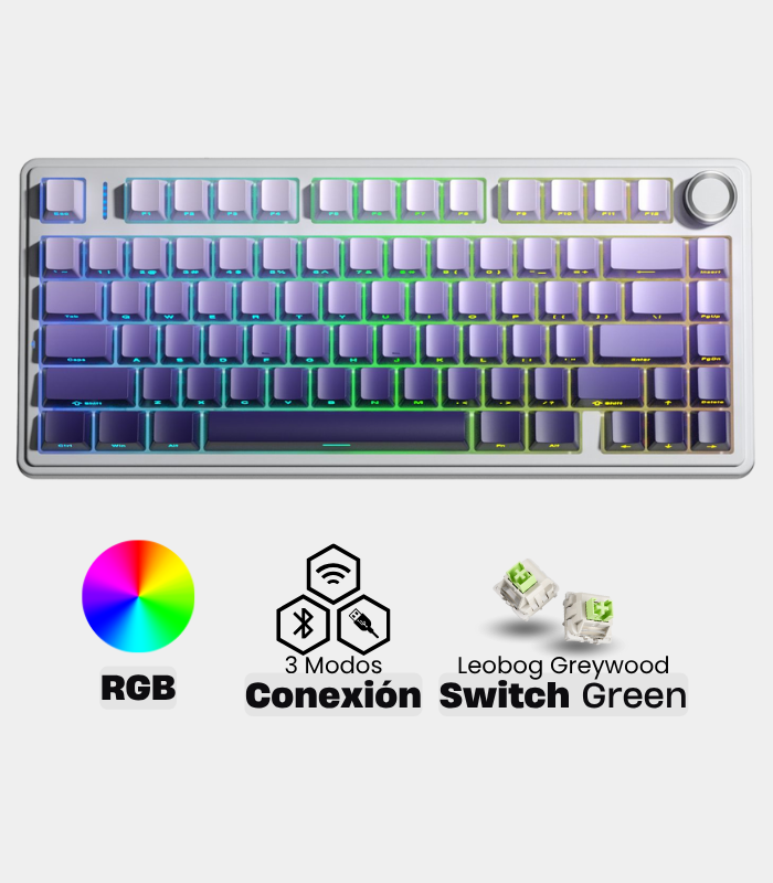 Teclado Mecánico Aula F75 RGB Morado Degradado s