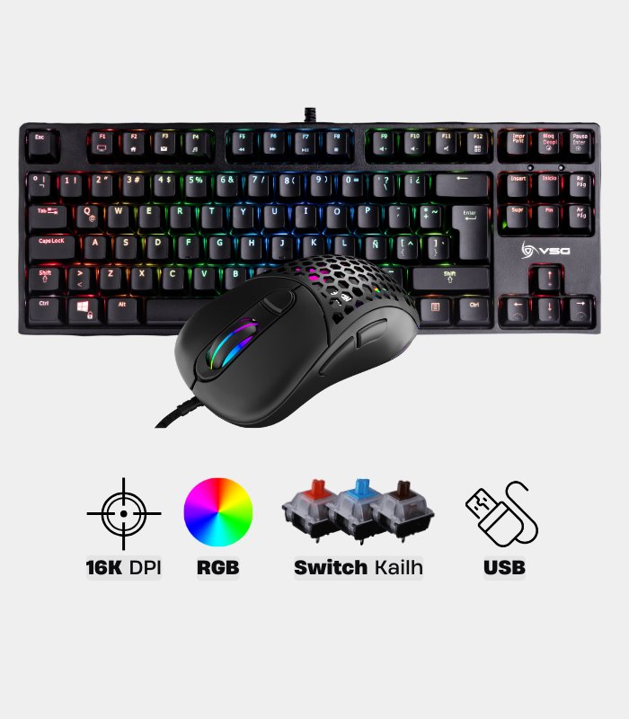 Combo Teclado Mecánico Alnitak + Mouse Air 16,000 DPI Negro